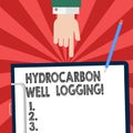 Handwriting text writing Hydrocarbon Well Logging. Concept meaning record of the geologic formations of a borehole Hu analysis