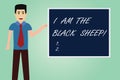 Handwriting text writing I Am The Black Sheep. Concept meaning Different from others original unique in a group Man with Royalty Free Stock Photo