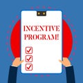 Handwriting text writing Incentive Program. Concept meaning specific scheme used to promote certain action or behavior Royalty Free Stock Photo
