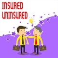 Handwriting text writing Insured Uninsured. Concept meaning Company selling insurance Checklist to choose from Two White