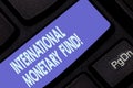 Handwriting text writing International Monetary Fund. Concept meaning promotes international financial stability