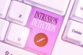 Handwriting text writing Intrusion Detection. Concept meaning monitors a network or systems for malicious activity. Royalty Free Stock Photo