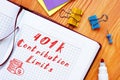 Handwriting text writing 401k Contribution Limits