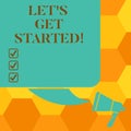 Handwriting text writing Let S Is Get Started. Concept meaning encourage demonstrating or group to begin doing something Royalty Free Stock Photo