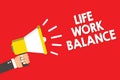 Handwriting text writing Life Work Balance. Concept meaning stability person needs between his job and personal time Warning annou Royalty Free Stock Photo