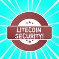 Handwriting text writing Litecoin Security. Concept meaning peertopeer cryptocurrency and opensource software Colored Royalty Free Stock Photo