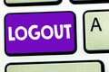Handwriting text writing Logout. Concept meaning go through procedures to conclude use of computer database or system Royalty Free Stock Photo