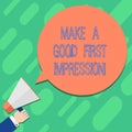 Handwriting text writing Make A Good First Impression. Concept meaning Introduce yourself in a great look and mood Hu analysis Royalty Free Stock Photo