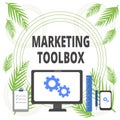 Handwriting text writing Marketing Toolbox. Concept meaning Means in promoting a product or services Automation Business