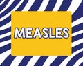 Handwriting text writing Measles. Concept meaning Infectious viral disease causing fever and a red rash on the skin