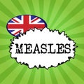 Handwriting text writing Measles. Concept meaning Infectious viral disease causing fever and a red rash on the skin Royalty Free Stock Photo