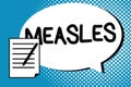 Handwriting text writing Measles. Concept meaning Infectious viral disease causing fever and a red rash on the skin Royalty Free Stock Photo