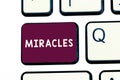 Handwriting text writing Miracles. Concept meaning extraordinary and welcome event that not explicable nature Royalty Free Stock Photo