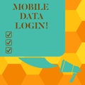 Handwriting text writing Mobile Data Login. Concept meaning allows smartphone users to access internet without WiFi Royalty Free Stock Photo