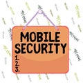 Handwriting text writing Mobile Security. Concept meaning efforts to secure data on mobile devices such as smartphones Colored