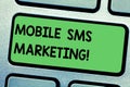 Handwriting text writing Mobile Sms Marketing. Concept meaning campaign that interact with your customers via text