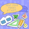 Handwriting text writing New Year Fresh Start. Concept meaning Time to follow resolutions reach out dream job Two Blank