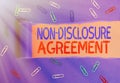 Handwriting text writing Non Disclosure Agreement. Concept meaning Legal Contract Confidential Material or Information Royalty Free Stock Photo