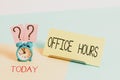 Handwriting text writing Office Hours. Concept meaning The hours which business is normally conducted Working time. Royalty Free Stock Photo