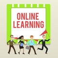 Handwriting text writing Online Learning. Concept meaning Larning with the assistance of the Internet and a computer