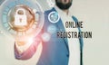 Handwriting text writing Online Registration. Concept meaning System for subscribing or registering via the Internet Royalty Free Stock Photo