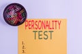 Handwriting text writing Personality Test. Concept meaning A method of assessing huanalysis demonstratingality constructs Plain