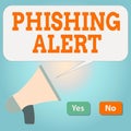 Handwriting text writing Phishing Alert. Concept meaning aware to fraudulent attempt to obtain sensitive information