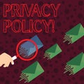 Handwriting text writing Privacy Policy. Concept meaning statement or legal document that discloses ways party gathers