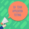 Handwriting text writing Qa Team Application Testing. Concept meaning Question and answers making software test Hu Royalty Free Stock Photo