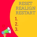 Handwriting text writing Reset Realign Restart. Concept meaning Life audit will help you put things in perspectives Half