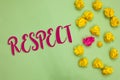 Handwriting text writing Respect. Concept meaning Feeling of deep admiration for someone or something Appreciation Paper object lo Royalty Free Stock Photo