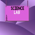 Handwriting text writing Science Lab. Concept meaning special facility where experiments are done and with equipment
