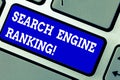 Handwriting text writing Search Engine Ranking. Concept meaning Rank at which site appears in the search engine query Royalty Free Stock Photo