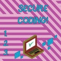 Handwriting text writing Secure Coding. Concept meaning Applied to avoid the introduction of security vulnerabilities