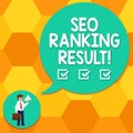 Handwriting text writing Seo Ranking Result. Concept meaning refers to websites position in search engine results Man in Necktie