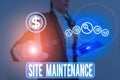 Handwriting text writing Site Maintenance. Concept meaning keeping the website secure updated running and bugfree Royalty Free Stock Photo