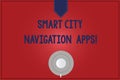 Handwriting text writing Smart City Navigation Apps. Concept meaning Connected technological advanced modern cities Coffee Cup Royalty Free Stock Photo