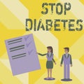 Handwriting text writing Stop Diabetes. Concept meaning Take care of your Sugar Levels Healthy Diet Nutrition Habits.