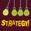 Handwriting text writing Strategy. Concept meaning Group of ideas planned to achieve success. Royalty Free Stock Photo