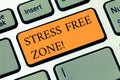 Handwriting text writing Stress Free Zone. Concept meaning space students can learn and regularly practice evidence Royalty Free Stock Photo