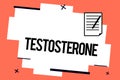 Handwriting text writing Testosterone. Concept meaning Hormone development of male secondary sexual characteristics