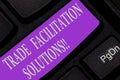 Handwriting text writing Trade Facilitation Solutions. Concept meaning harmonisation of international trade procedures