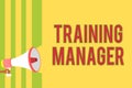 Handwriting text writing Training Manager. Concept meaning giving needed skills for high positions improvement Multiple