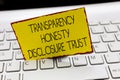 Handwriting text writing Transparency Honesty Disclosure Trust. Concept meaning Political Agenda Corporate Will Royalty Free Stock Photo