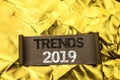 Handwriting text writing Trends 2019. Concept meaning Current Movement Latest Branding New Concept Prediction written on Cardboard