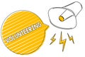 Handwriting text writing Volunteering. Concept meaning Provide services for no financial gain Willingly Oblige Megaphone