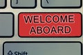 Handwriting text writing Welcome Aboard. Concept meaning Expression of greetings to a person whose arrived is desired Royalty Free Stock Photo