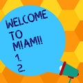 Handwriting text writing Welcome To Miami. Concept meaning Arriving to Florida sunny city summer beach vacation Blank