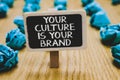 Handwriting text writing Your Culture Is Your Brand. Concept meaning Knowledge Experiences are a presentation card Stand blackboar Royalty Free Stock Photo