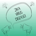 Handwriting text writing Zika Virus Disease. Concept meaning transmitted primarily Aedes mosquitoes which bite Freehand Outline